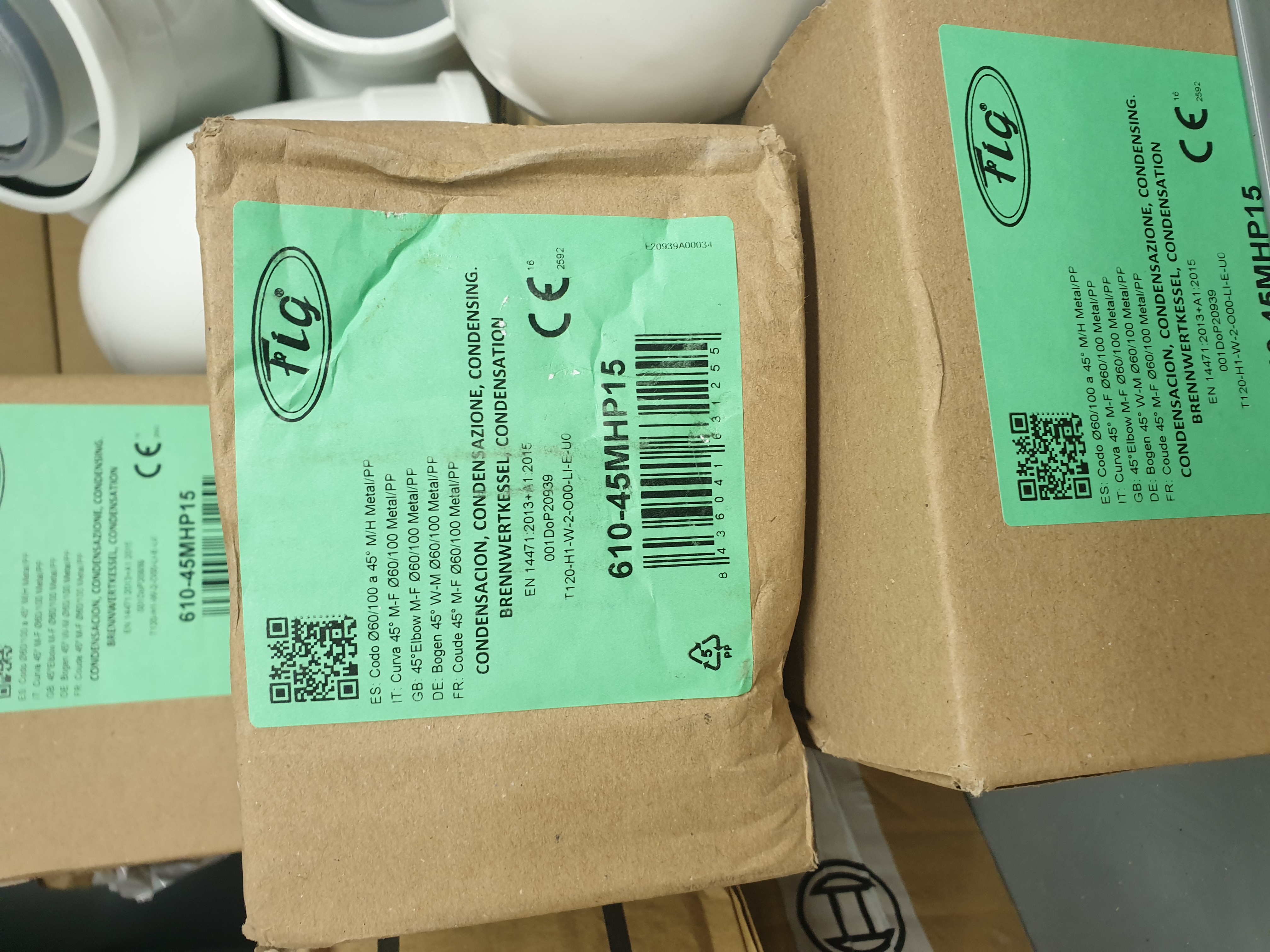 CODO 45 M-H d.60 100mm Al BL. Marca Fig CONDENSACION