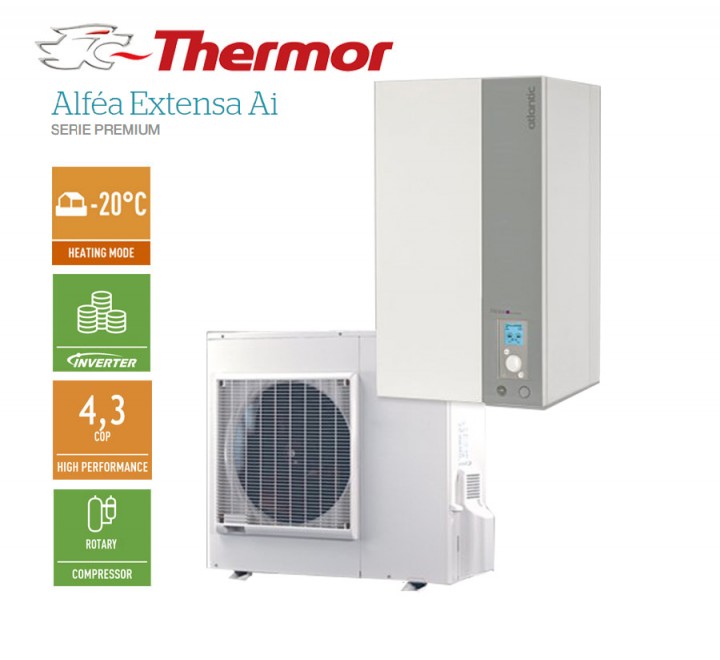 BOMBA DE CALOR DE LA MARCA THERMOR MODELO ALFEA EXTENSA AI 10 CON 10 KW DE POTENCIA